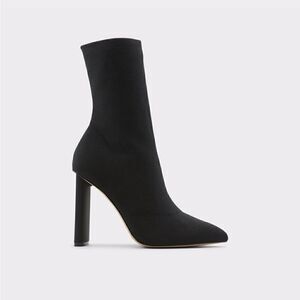 ALDO Black Sock Ankle Booties Pointed Toe Stiletto Heel Size 9